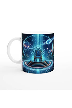 Kova Burcu Baskılı Kahve Kupası - Galaktik Taht Odası Temalı Vs3