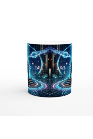 Kova Burcu Baskılı Kahve Kupası - Galaktik Taht Odası Temalı Vs3