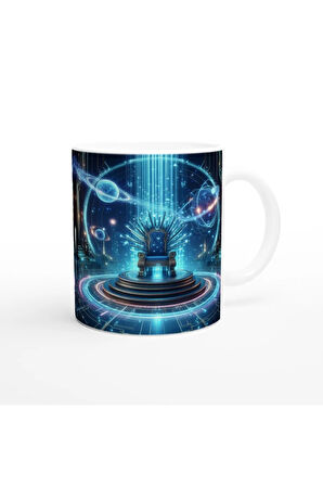 Kova Burcu Baskılı Kahve Kupası - Galaktik Taht Odası Temalı Vs3