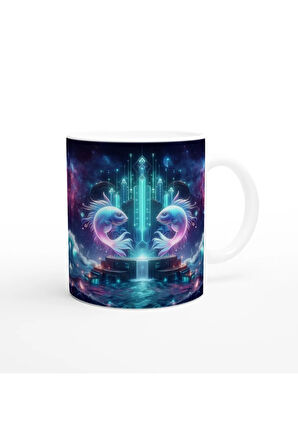 Balık Burcu Baskılı Kahve Kupası - Galaktik Taht Odası Temalı Vs1