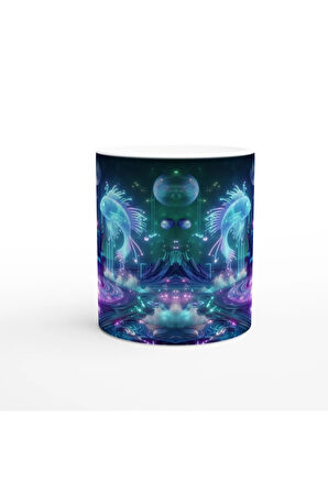 Balık Burcu Baskılı Kahve Kupası - Galaktik Taht Odası Temalı Vs2