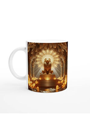 Aslan Burcu Baskılı Kahve Kupası - Büyülü Kristal Mağarası Temalı Vs4