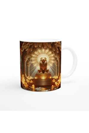 Aslan Burcu Baskılı Kahve Kupası - Büyülü Kristal Mağarası Temalı Vs4
