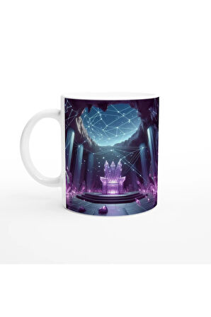 Yay Burcu Baskılı Kahve Kupası - Büyülü Kristal Mağarası Temalı Vs1