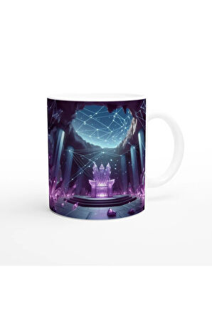 Yay Burcu Baskılı Kahve Kupası - Büyülü Kristal Mağarası Temalı Vs1