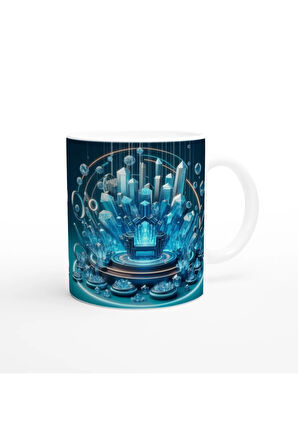 Kova Burcu Baskılı Kahve Kupası - Büyülü Kristal Mağarası Temalı Vs4