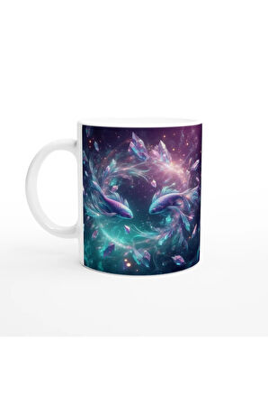 Balık Burcu Baskılı Kahve Kupası - Büyülü Kristal Mağarası Temalı Vs1