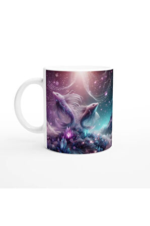 Balık Burcu Baskılı Kahve Kupası - Büyülü Kristal Mağarası Temalı Vs2