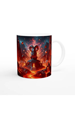 Koç Burcu Baskılı Kahve Kupası - Elementsel Doğa Krallığı Temalı Vs1