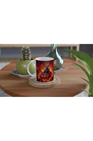Koç Burcu Baskılı Kahve Kupası - Elementsel Doğa Krallığı Temalı Vs4