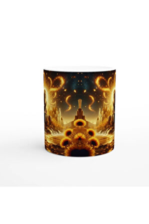 Aslan Burcu Baskılı Kahve Kupası - Elementsel Doğa Krallığı Temalı Vs2