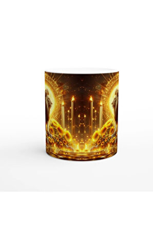 Aslan Burcu Baskılı Kahve Kupası - Elementsel Doğa Krallığı Temalı Vs4