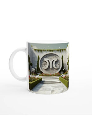 Başak Burcu Baskılı Kahve Kupası - Elementsel Doğa Krallığı Temalı Vs3