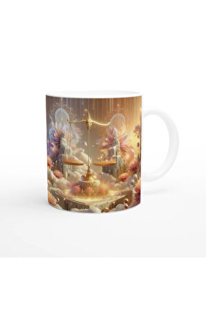 Terazi Burcu Baskılı Kahve Kupası - Elementsel Doğa Krallığı Temalı Vs2