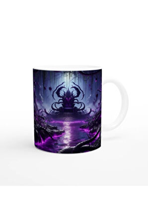 Akrep Burcu Baskılı Kahve Kupası - Elementsel Doğa Krallığı Temalı Vs3