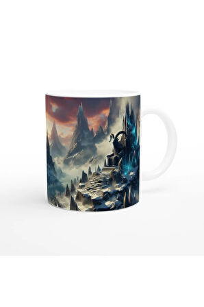 Oğlak Burcu Baskılı Kahve Kupası - Elementsel Doğa Krallığı Temalı Vs2