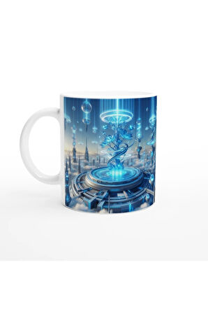 Kova Burcu Baskılı Kahve Kupası - Elementsel Doğa Krallığı Temalı Vs1