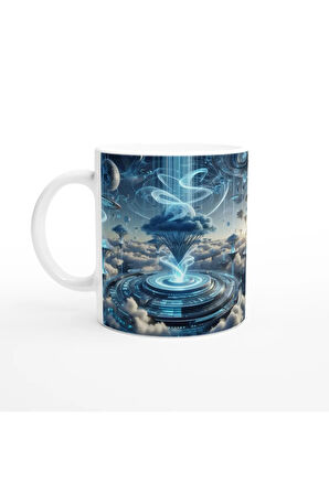 Kova Burcu Baskılı Kahve Kupası - Elementsel Doğa Krallığı Temalı Vs3