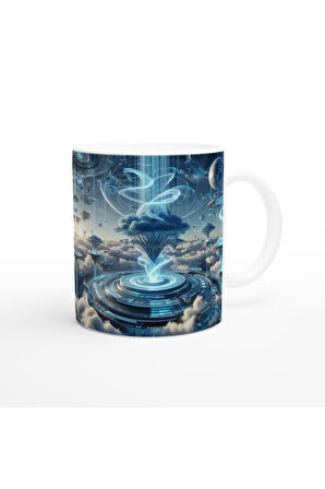 Kova Burcu Baskılı Kahve Kupası - Elementsel Doğa Krallığı Temalı Vs3