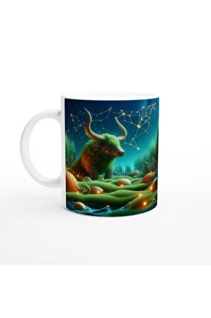 Boğa Burcu Baskılı Kahve Kupası - Astral Denizaltı Dünyası Vs4