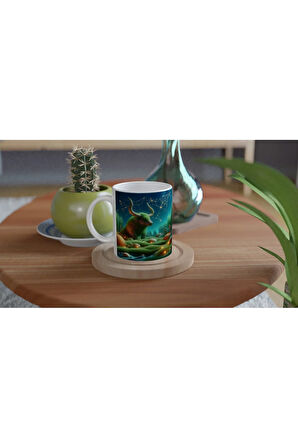 Boğa Burcu Baskılı Kahve Kupası - Astral Denizaltı Dünyası Vs4