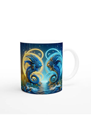 İkizler Burcu Baskılı Kahve Kupası - Astral Denizaltı Dünyası Vs1