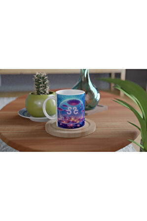 Terazi Burcu Baskılı Kahve Kupası - Astral Denizaltı Dünyası Vs4