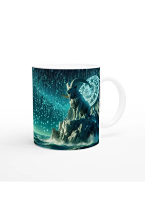 Oğlak Burcu Baskılı Kahve Kupası - Astral Denizaltı Dünyası Vs4