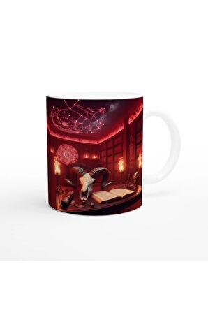 Koç Burcu Baskılı Kahve Kupası - Zodyak Kütüpanesi Vs2