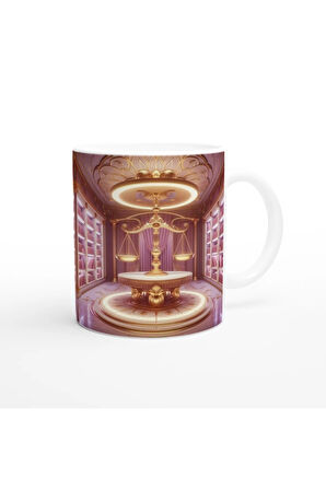 Terazi Burcu Baskılı Kahve Kupası - Zodyak Kütüpanesi Vs3