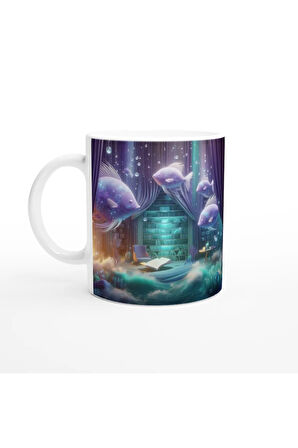 Balık Burcu Baskılı Kahve Kupası - Zodyak Kütüpanesi Vs2