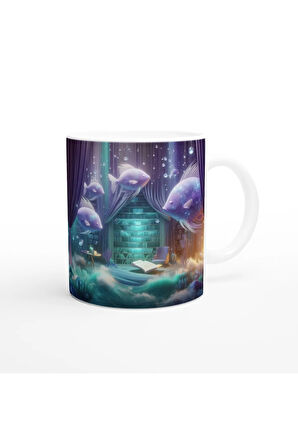 Balık Burcu Baskılı Kahve Kupası - Zodyak Kütüpanesi Vs2