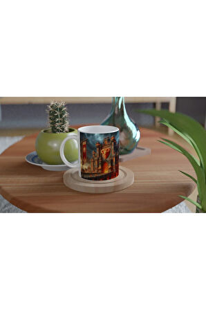 Koç Burcu Baskılı Kahve Kupası - Burçlar Krallığı Şatosu Vs3