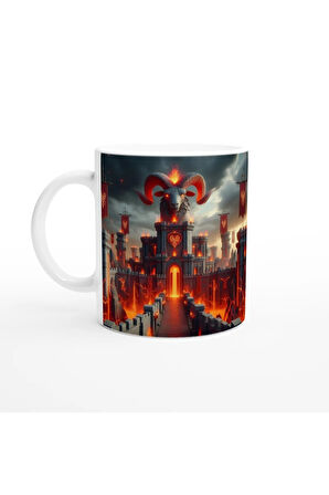 Koç Burcu Baskılı Kahve Kupası - Burçlar Krallığı Şatosu Vs4