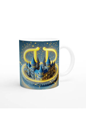 İkizler Burcu Baskılı Kahve Kupası - Burçlar Krallığı Şatosu Vs2
