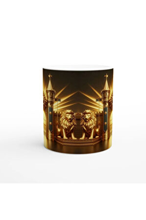 Aslan Burcu Baskılı Kahve Kupası - Burçlar Krallığı Şatosu Vs4