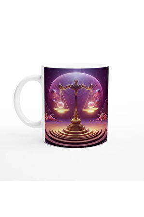 Terazi Burcu Baskılı Kahve Kupası - Burçlar Krallığı Şatosu Vs4