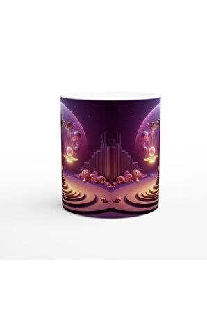 Terazi Burcu Baskılı Kahve Kupası - Burçlar Krallığı Şatosu Vs4