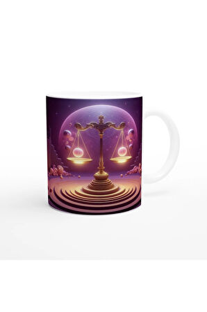 Terazi Burcu Baskılı Kahve Kupası - Burçlar Krallığı Şatosu Vs4