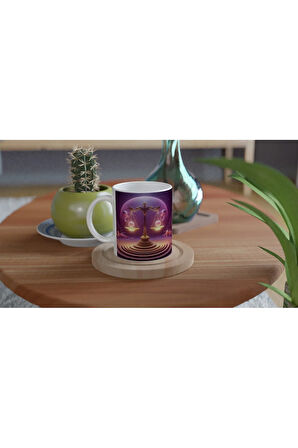 Terazi Burcu Baskılı Kahve Kupası - Burçlar Krallığı Şatosu Vs4