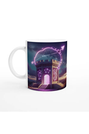 Yay Burcu Baskılı Kahve Kupası - Burçlar Krallığı Şatosu Vs3