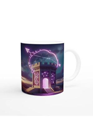 Yay Burcu Baskılı Kahve Kupası - Burçlar Krallığı Şatosu Vs3