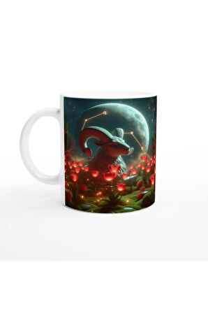 Koç Burcu Baskılı Kahve Kupası - Ay ışığında Zodyak Bahçesi Vs2