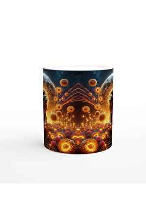 Aslan Burcu Baskılı Kahve Kupası - Ay ışığında Zodyak Bahçesi Vs1