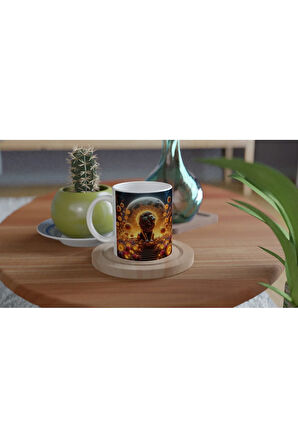 Aslan Burcu Baskılı Kahve Kupası - Ay ışığında Zodyak Bahçesi Vs1