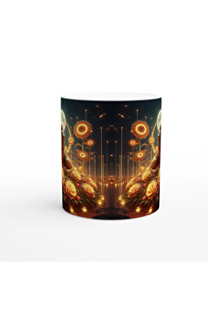 Aslan Burcu Baskılı Kahve Kupası - Ay ışığında Zodyak Bahçesi Vs3
