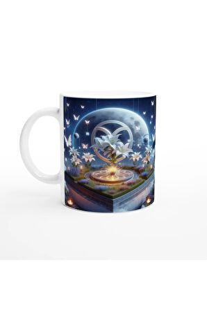 Başak Burcu Baskılı Kahve Kupası - Ay ışığında Zodyak Bahçesi Vs1