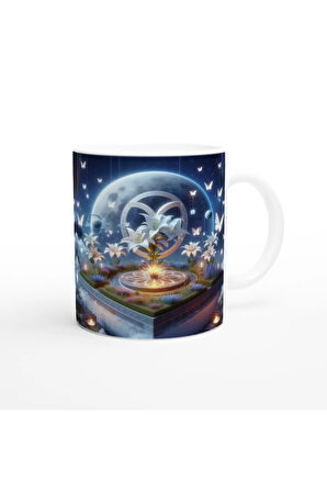 Başak Burcu Baskılı Kahve Kupası - Ay ışığında Zodyak Bahçesi Vs1