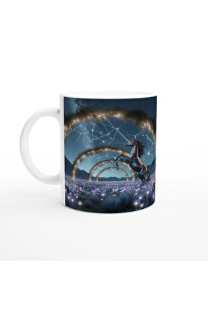 Yay Burcu Baskılı Kahve Kupası - Ay ışığında Zodyak Bahçesi Vs2