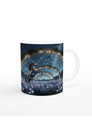 Yay Burcu Baskılı Kahve Kupası - Ay ışığında Zodyak Bahçesi Vs2
